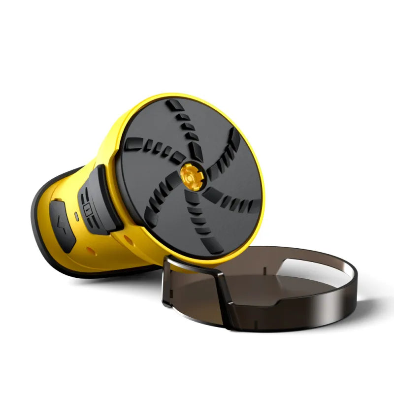 Yellow cordless electric ice scraper with protective cover